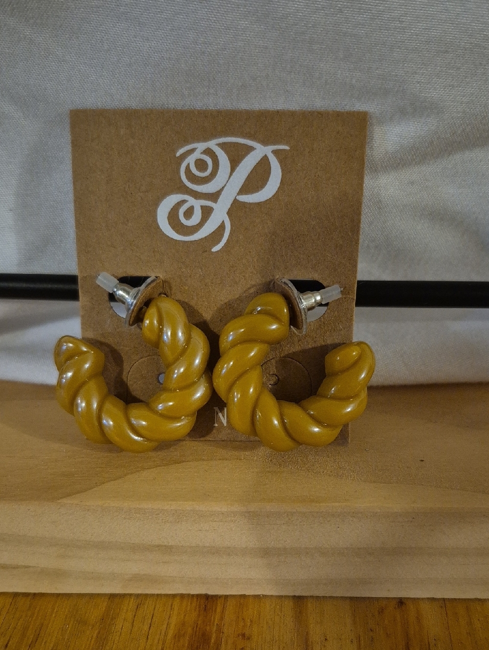 Plunder Mustard Yellow Twisted Hoop Earrings